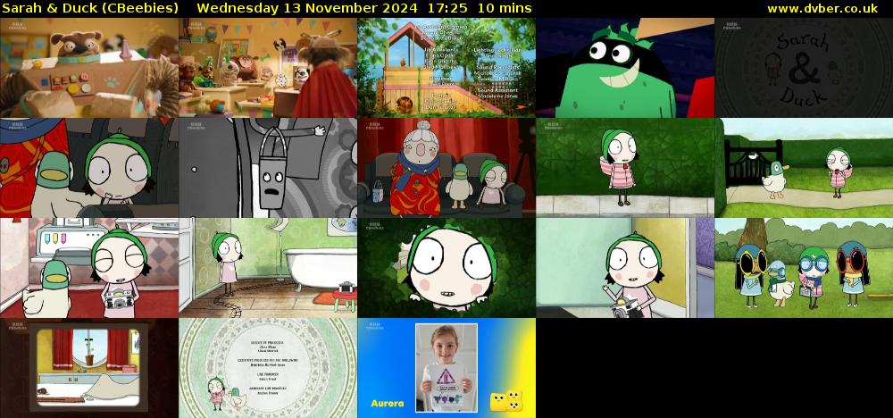 Sarah & Duck (CBeebies) Wednesday 13 November 2024 17:25 - 17:35