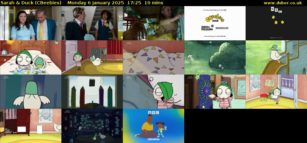 Sarah & Duck (CBeebies) Monday 6 January 2025 17:25 - 17:35