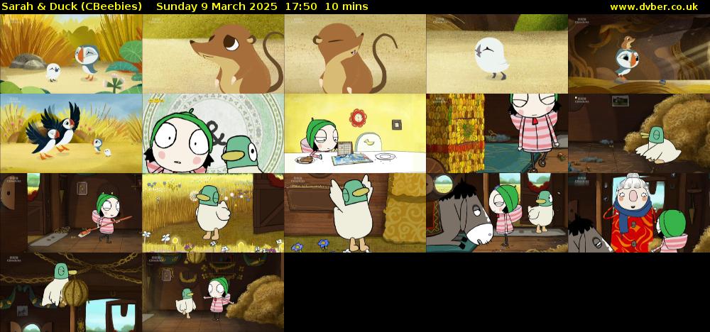 Sarah & Duck (CBeebies) Sunday 9 March 2025 17:50 - 18:00
