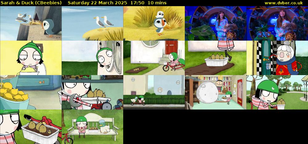 Sarah & Duck (CBeebies) Saturday 22 March 2025 17:50 - 18:00