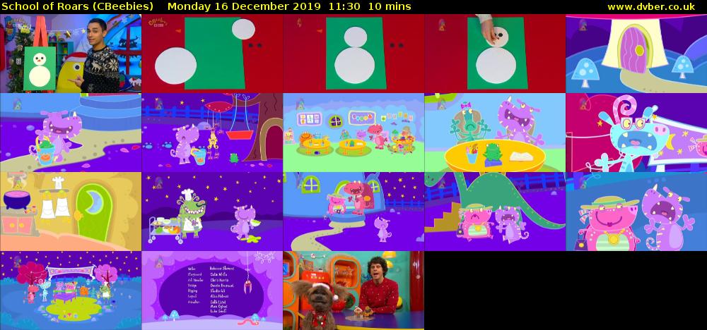 School of Roars (CBeebies) Monday 16 December 2019 11:30 - 11:40