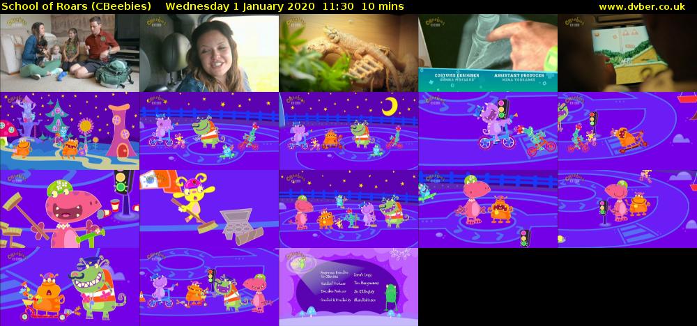 School of Roars (CBeebies) Wednesday 1 January 2020 11:30 - 11:40
