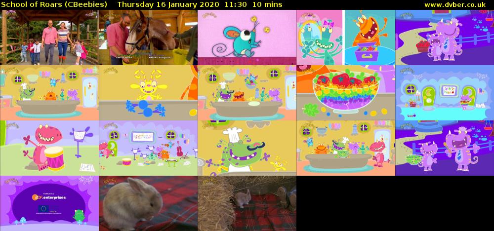 School of Roars (CBeebies) Thursday 16 January 2020 11:30 - 11:40