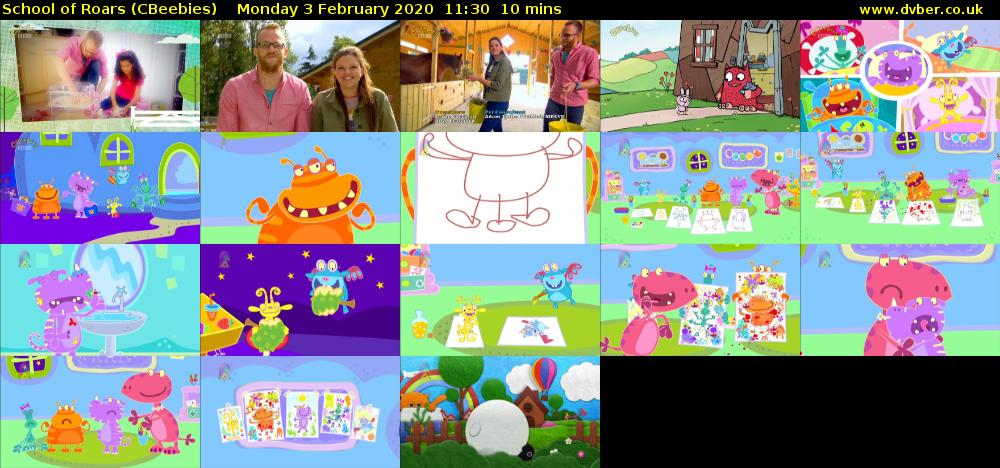 School of Roars (CBeebies) Monday 3 February 2020 11:30 - 11:40