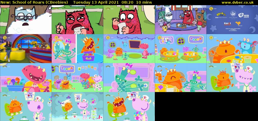 School of Roars (CBeebies) Tuesday 13 April 2021 08:20 - 08:30