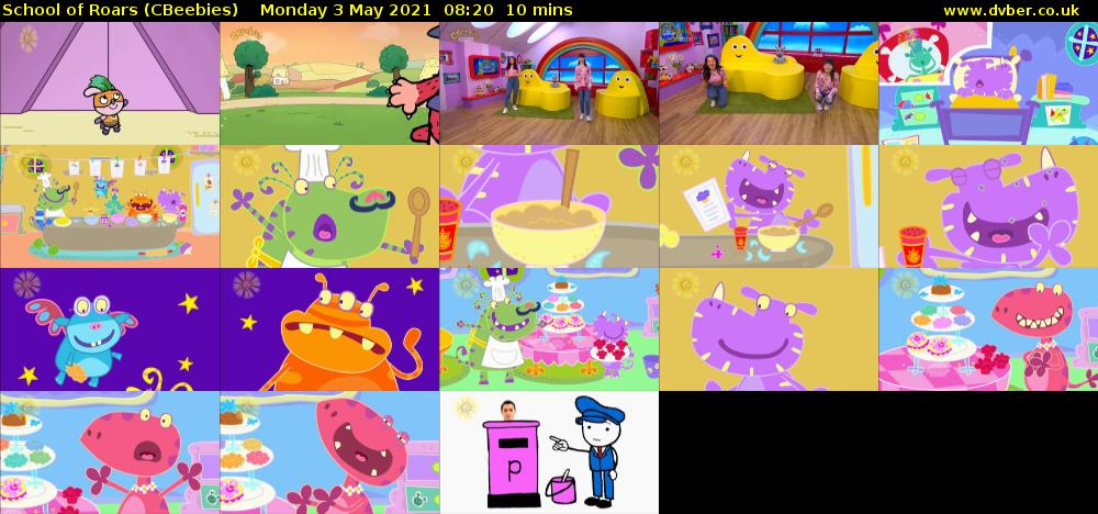 School of Roars (CBeebies) Monday 3 May 2021 08:20 - 08:30