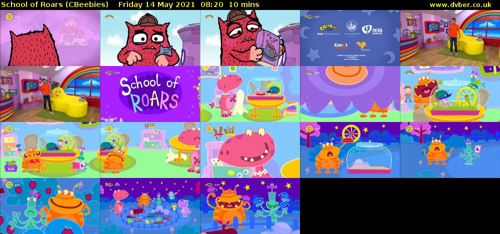 School of Roars (CBeebies) Friday 14 May 2021 08:20 - 08:30