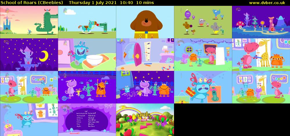 School of Roars (CBeebies) Thursday 1 July 2021 10:40 - 10:50