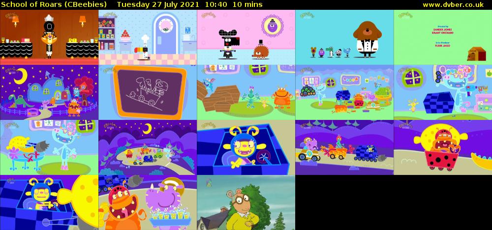 School of Roars (CBeebies) Tuesday 27 July 2021 10:40 - 10:50