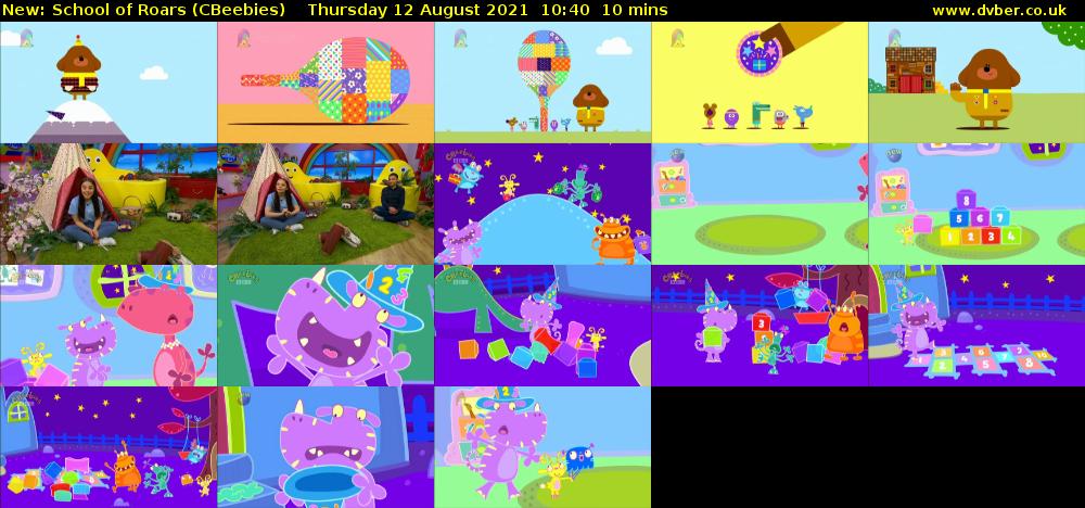 School of Roars (CBeebies) Thursday 12 August 2021 10:40 - 10:50