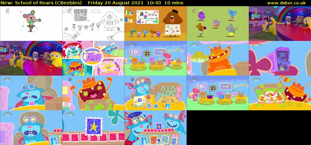School of Roars (CBeebies) Friday 20 August 2021 10:40 - 10:50