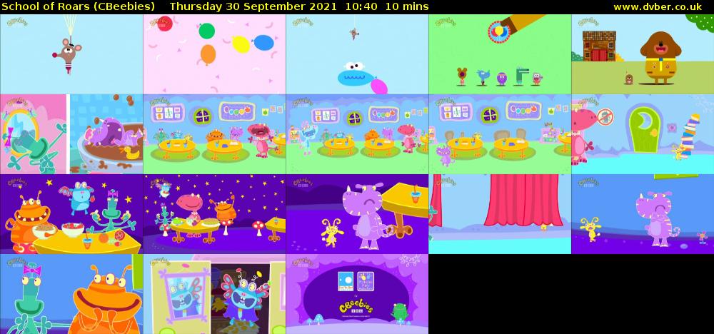 School of Roars (CBeebies) Thursday 30 September 2021 10:40 - 10:50
