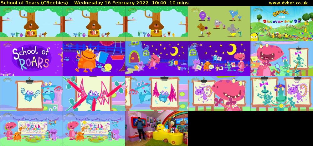 School of Roars (CBeebies) Wednesday 16 February 2022 10:40 - 10:50