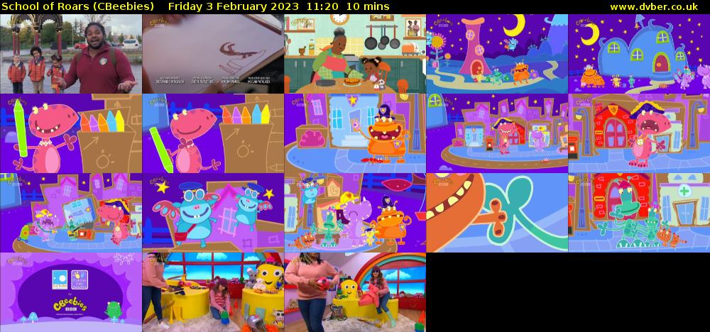 School of Roars (CBeebies) Friday 3 February 2023 11:20 - 11:30
