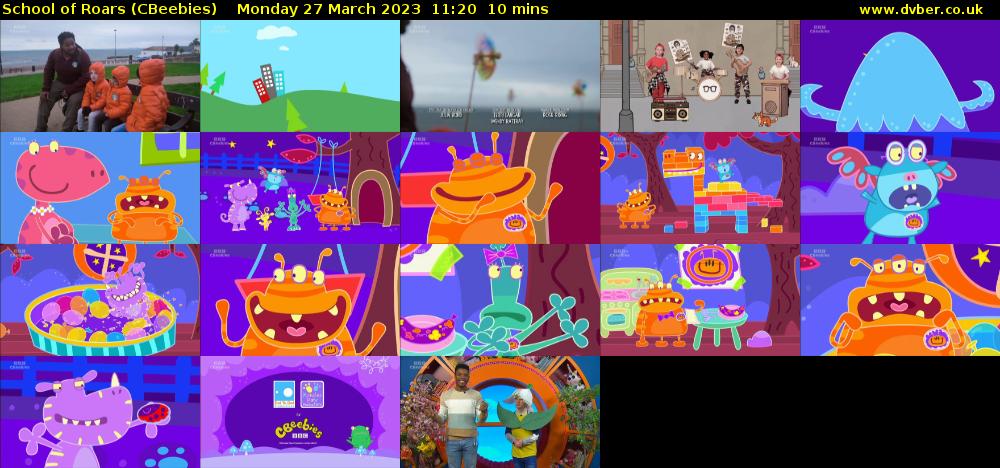 School of Roars (CBeebies) Monday 27 March 2023 11:20 - 11:30