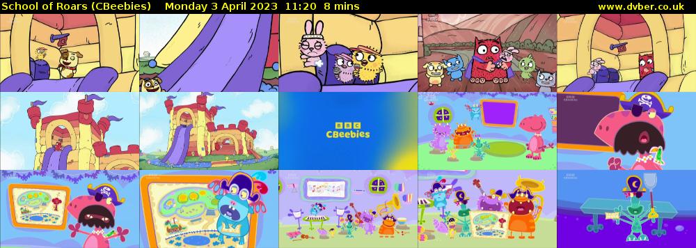 School of Roars (CBeebies) Monday 3 April 2023 11:20 - 11:28