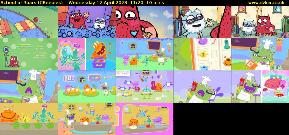 School of Roars (CBeebies) Wednesday 12 April 2023 11:20 - 11:30