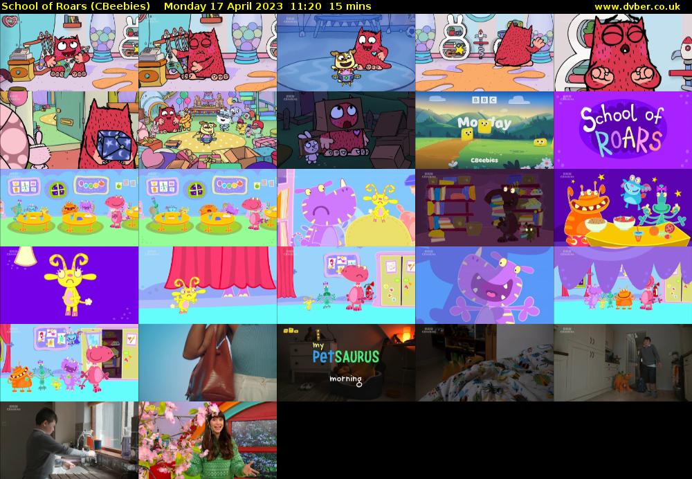 School of Roars (CBeebies) Monday 17 April 2023 11:20 - 11:35