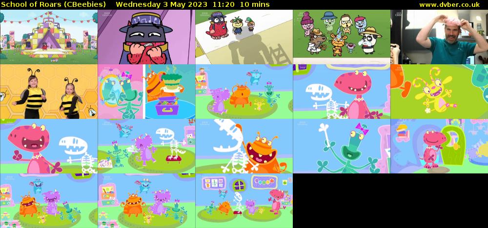School of Roars (CBeebies) Wednesday 3 May 2023 11:20 - 11:30