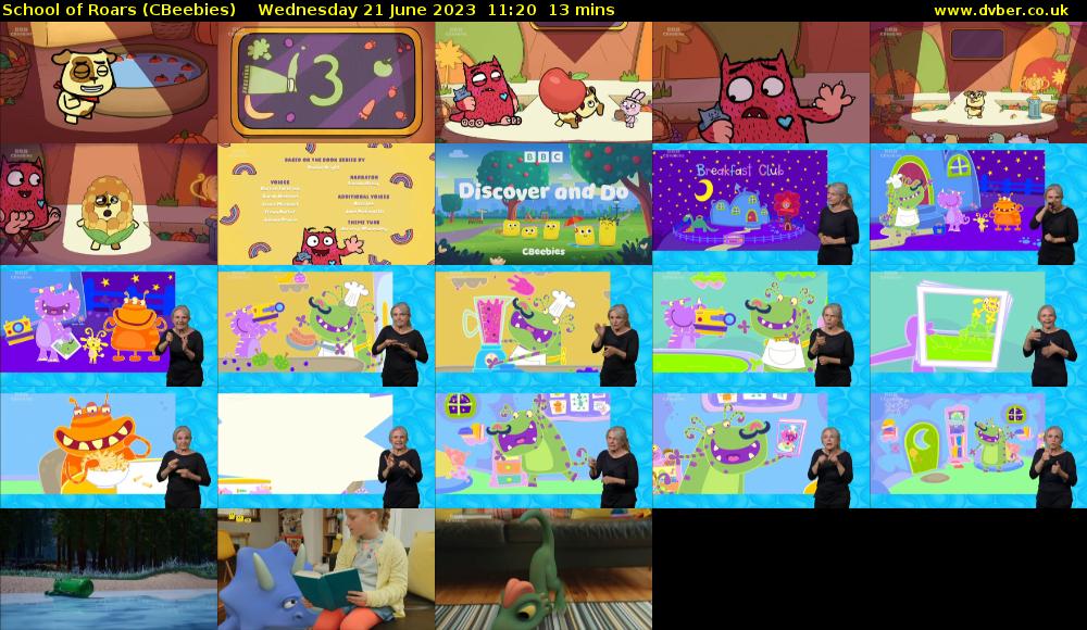 School of Roars (CBeebies) Wednesday 21 June 2023 11:20 - 11:33