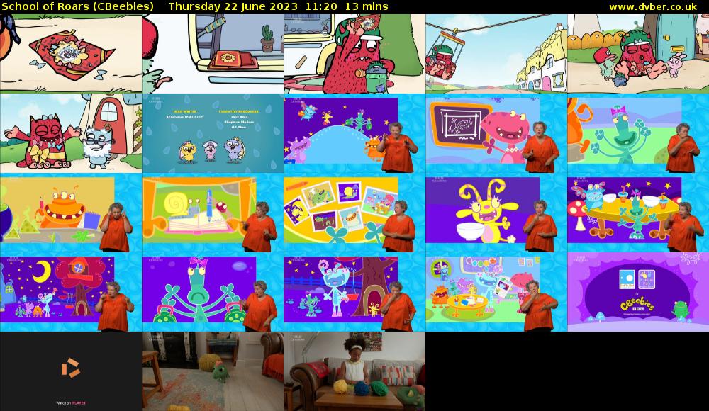 School of Roars (CBeebies) Thursday 22 June 2023 11:20 - 11:33