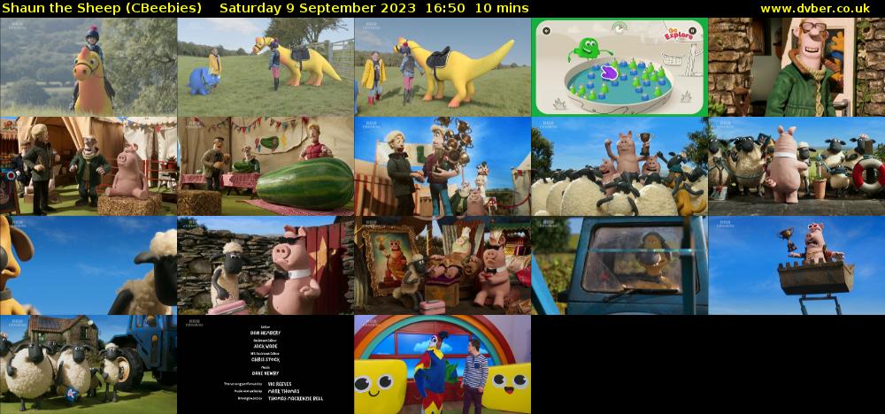 Shaun the Sheep (CBeebies) Saturday 9 September 2023 16:50 - 17:00
