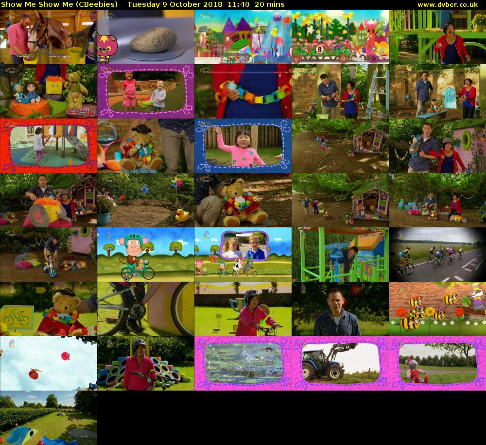Show Me Show Me (CBeebies) Tuesday 9 October 2018 11:40 - 12:00
