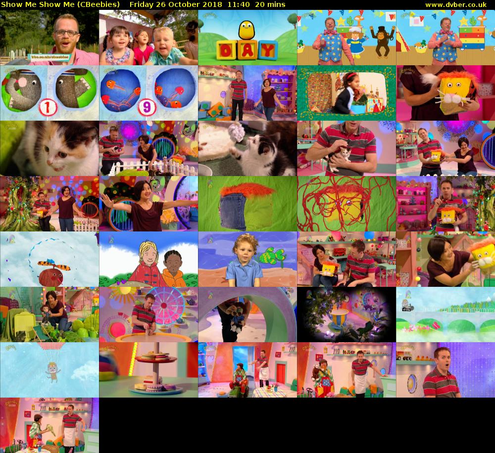 Show Me Show Me (CBeebies) Friday 26 October 2018 11:40 - 12:00