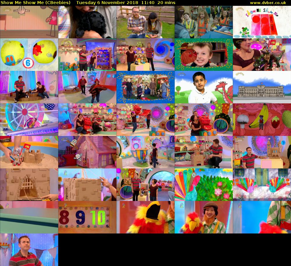 Show Me Show Me (CBeebies) Tuesday 6 November 2018 11:40 - 12:00