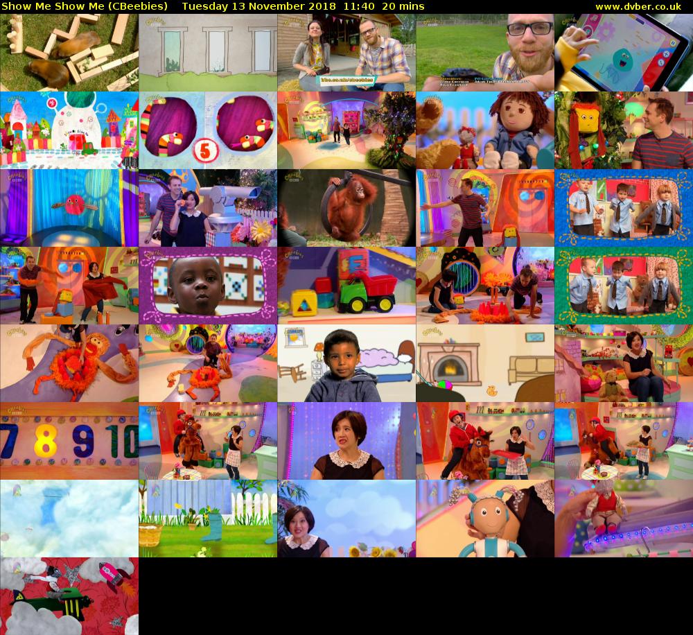 Show Me Show Me (CBeebies) Tuesday 13 November 2018 11:40 - 12:00