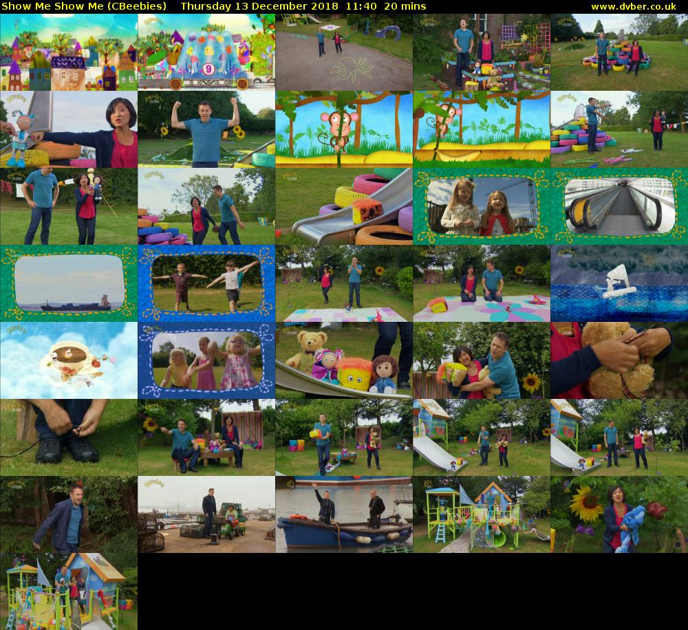 Show Me Show Me (CBeebies) Thursday 13 December 2018 11:40 - 12:00