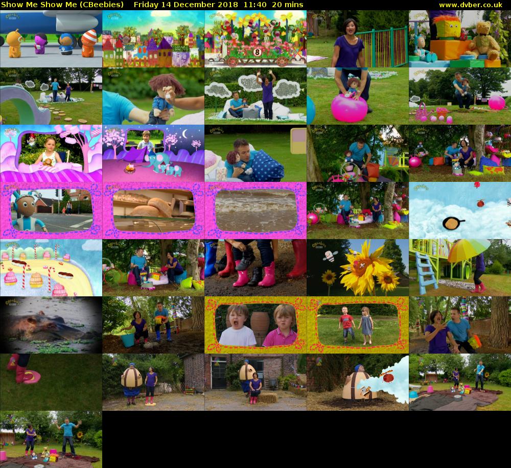 Show Me Show Me (CBeebies) Friday 14 December 2018 11:40 - 12:00