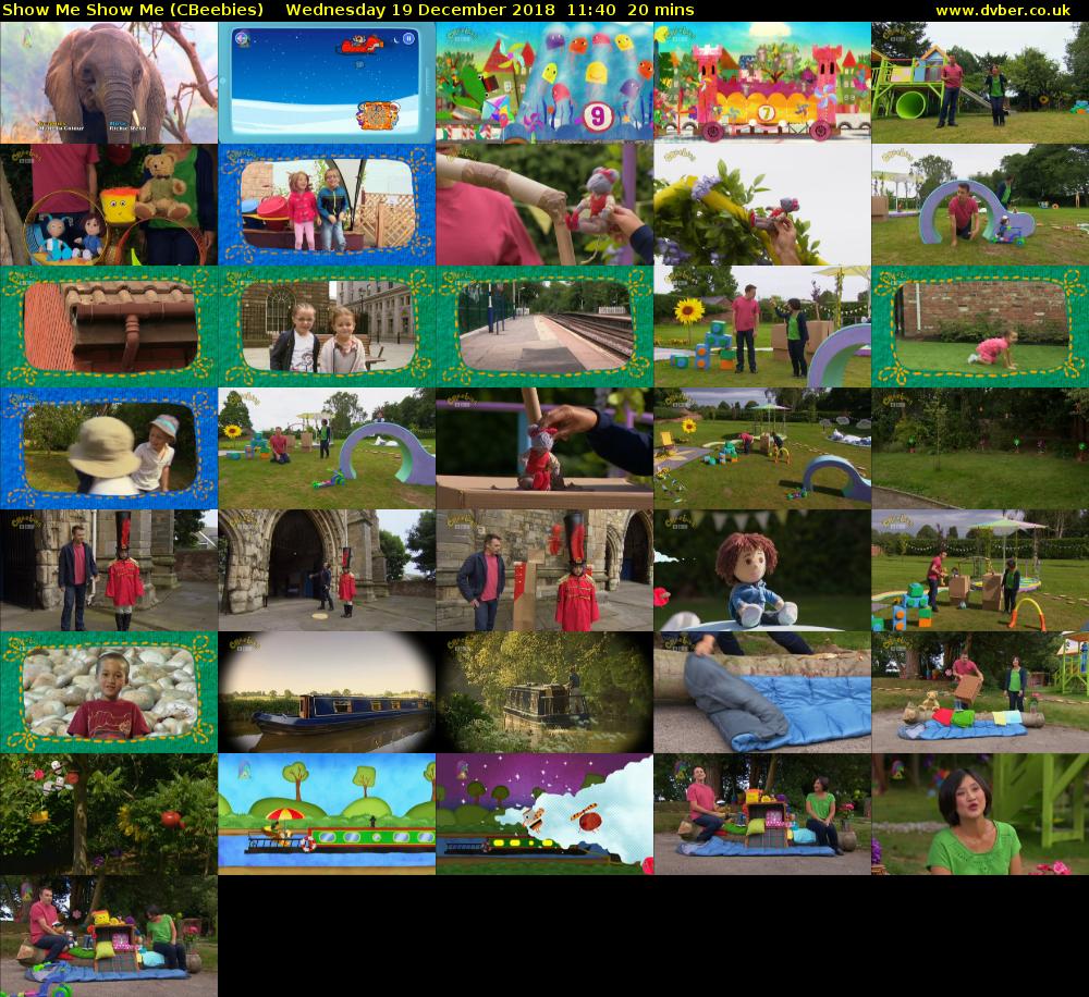 Show Me Show Me (CBeebies) Wednesday 19 December 2018 11:40 - 12:00