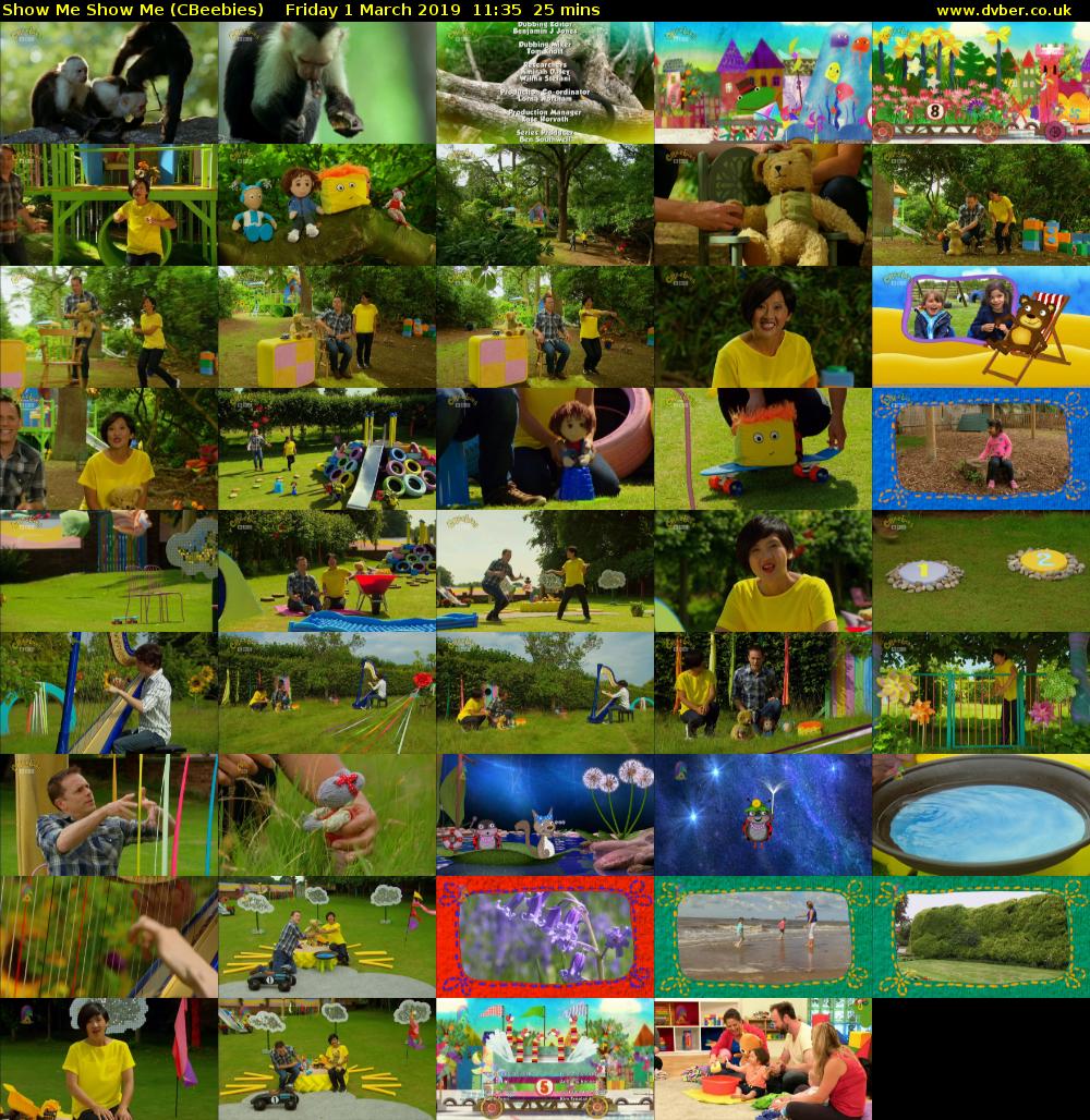 Show Me Show Me (CBeebies) Friday 1 March 2019 11:35 - 12:00