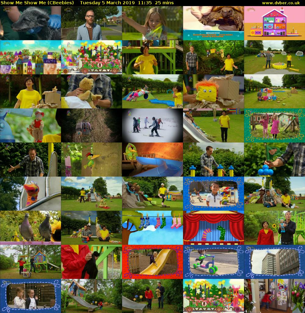 Show Me Show Me (CBeebies) Tuesday 5 March 2019 11:35 - 12:00
