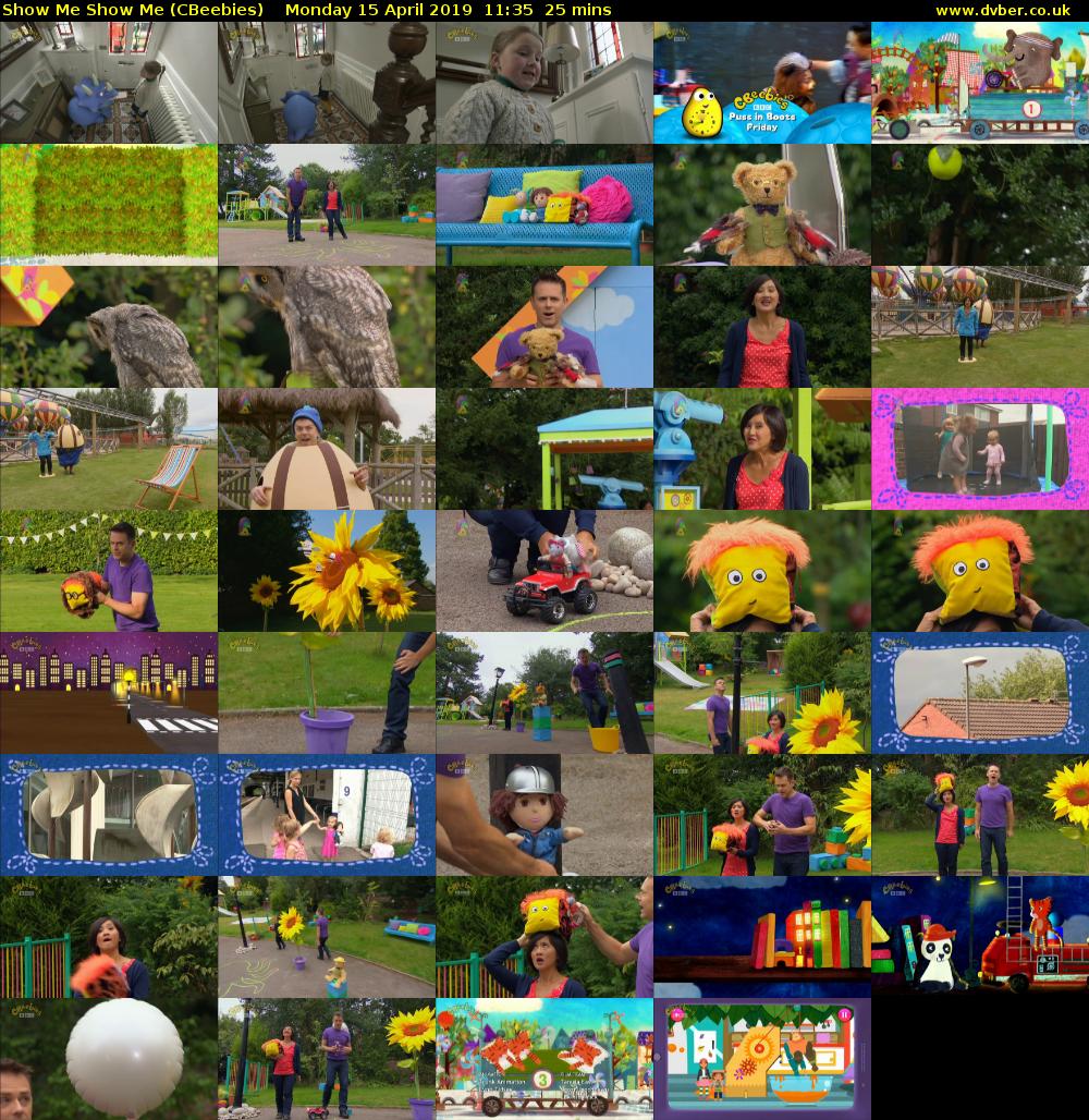 Show Me Show Me (CBeebies) Monday 15 April 2019 11:35 - 12:00