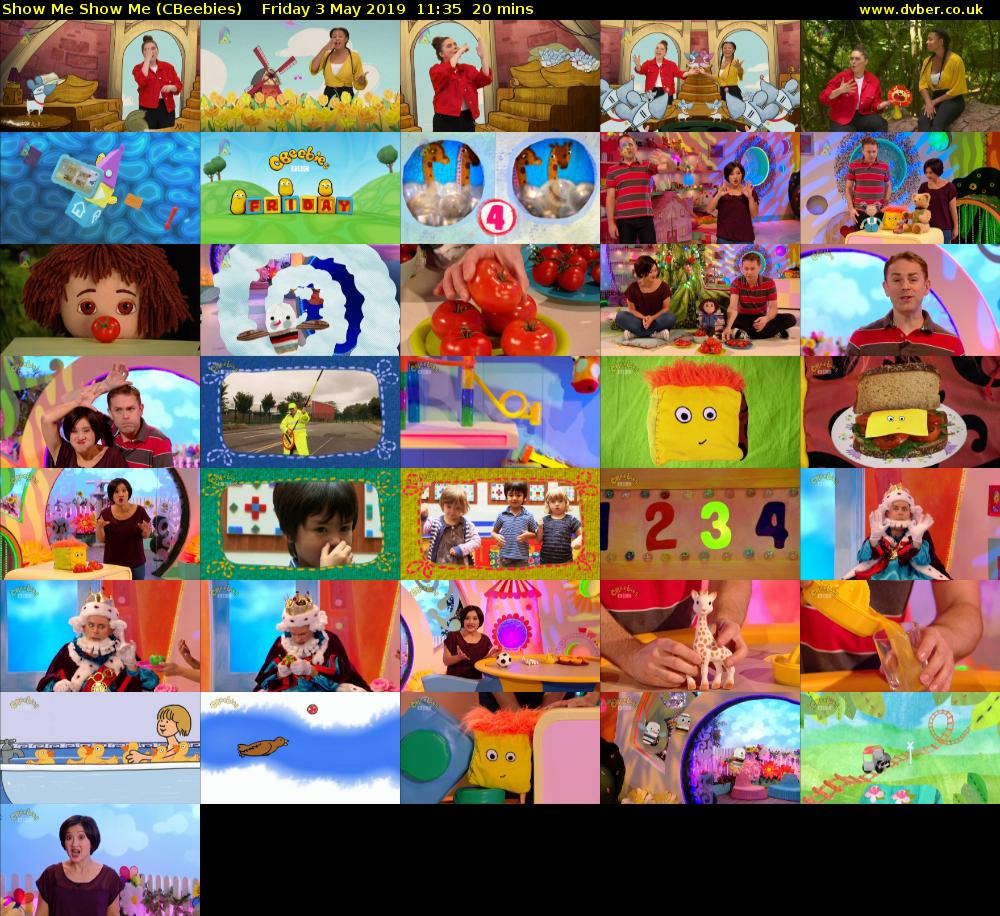 Show Me Show Me (CBeebies) Friday 3 May 2019 11:35 - 11:55