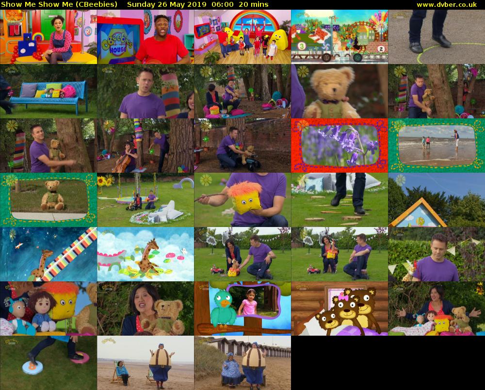 Show Me Show Me (CBeebies) Sunday 26 May 2019 06:00 - 06:20