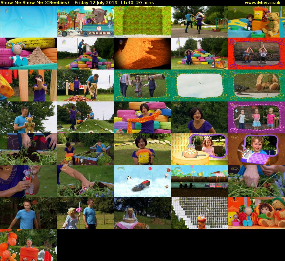 Show Me Show Me (CBeebies) Friday 12 July 2019 11:40 - 12:00