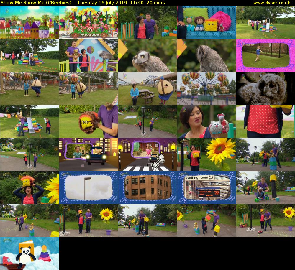 Show Me Show Me (CBeebies) Tuesday 16 July 2019 11:40 - 12:00