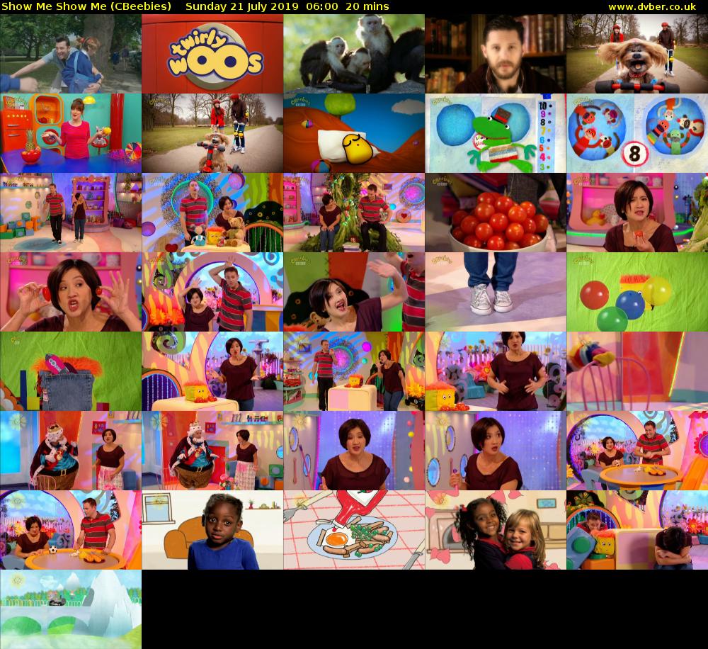 Show Me Show Me (CBeebies) Sunday 21 July 2019 06:00 - 06:20