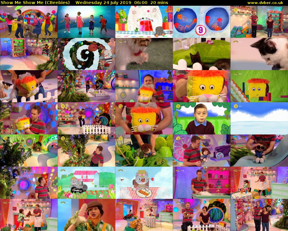 Show Me Show Me (CBeebies) Wednesday 24 July 2019 06:00 - 06:20