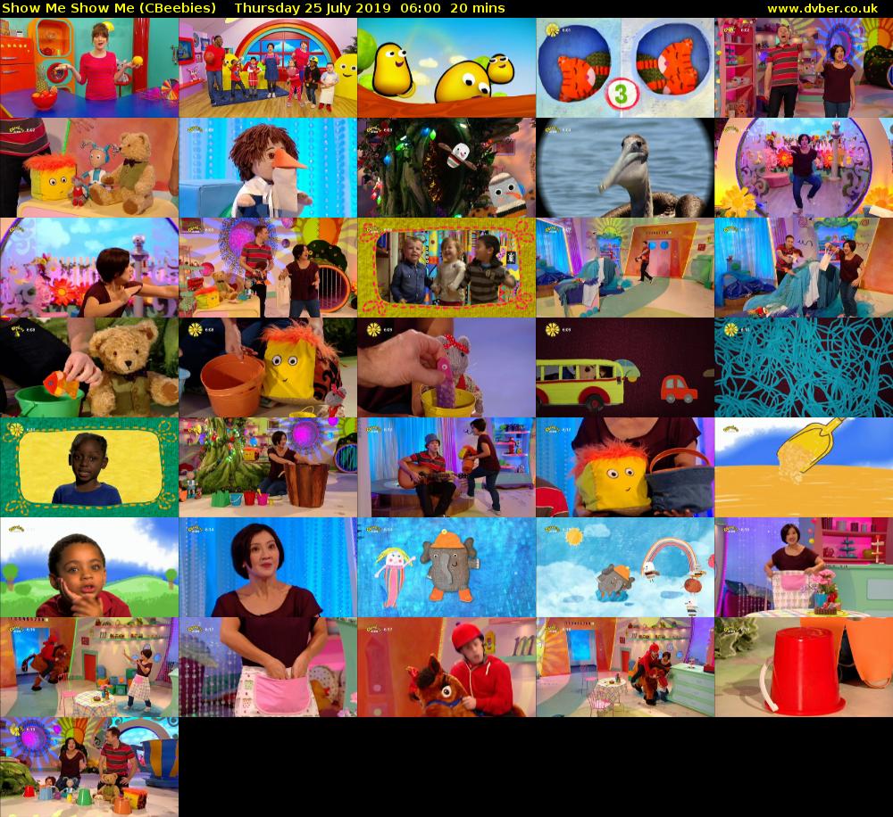 Show Me Show Me (CBeebies) Thursday 25 July 2019 06:00 - 06:20