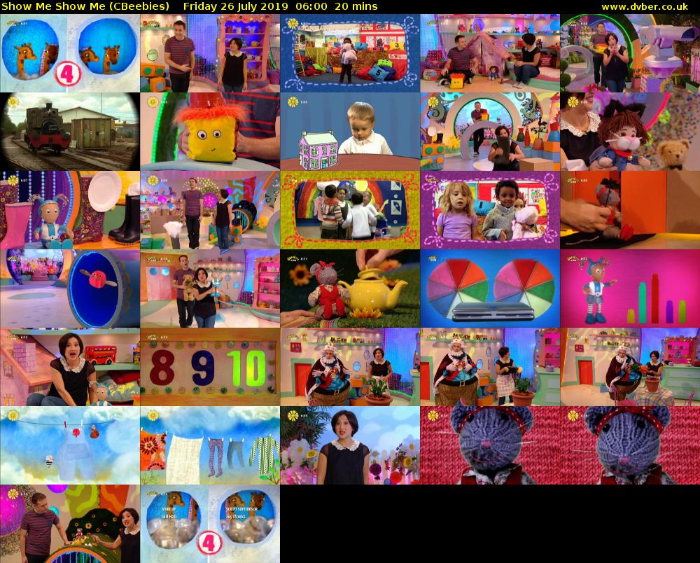 Show Me Show Me (CBeebies) Friday 26 July 2019 06:00 - 06:20