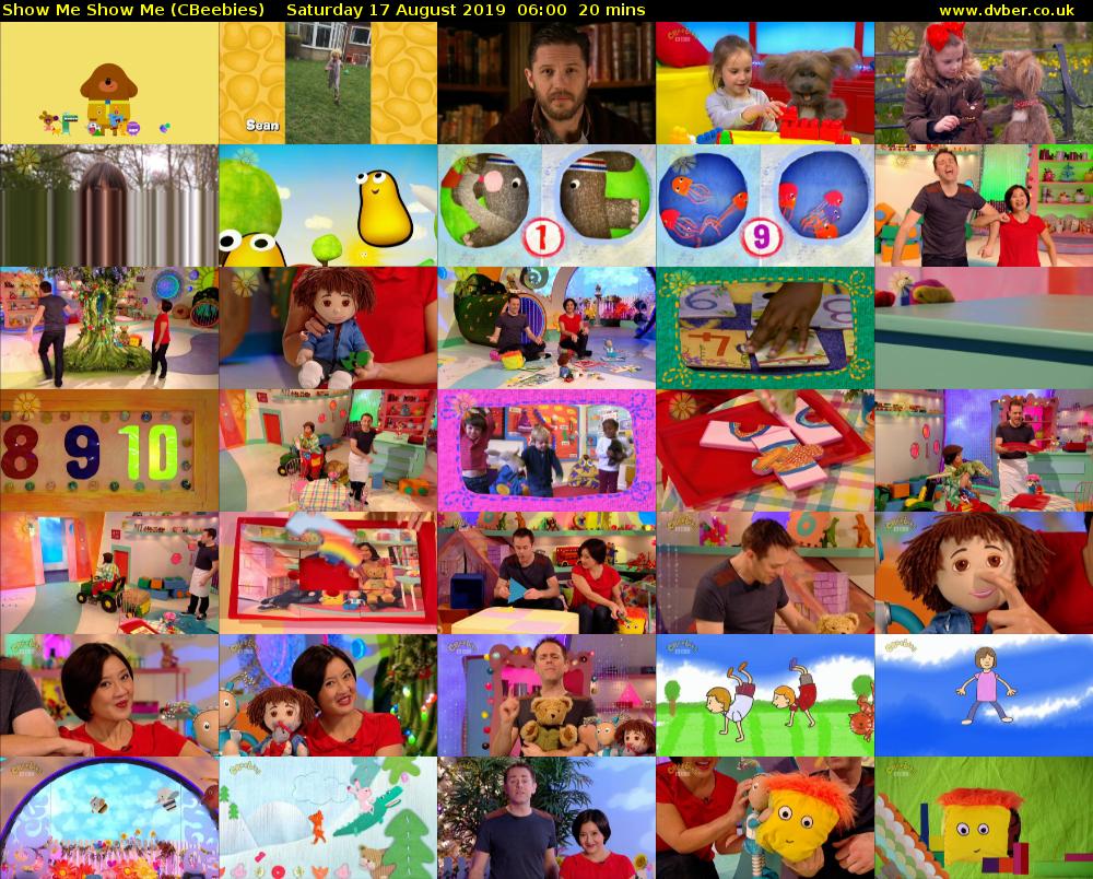 Show Me Show Me (CBeebies) Saturday 17 August 2019 06:00 - 06:20
