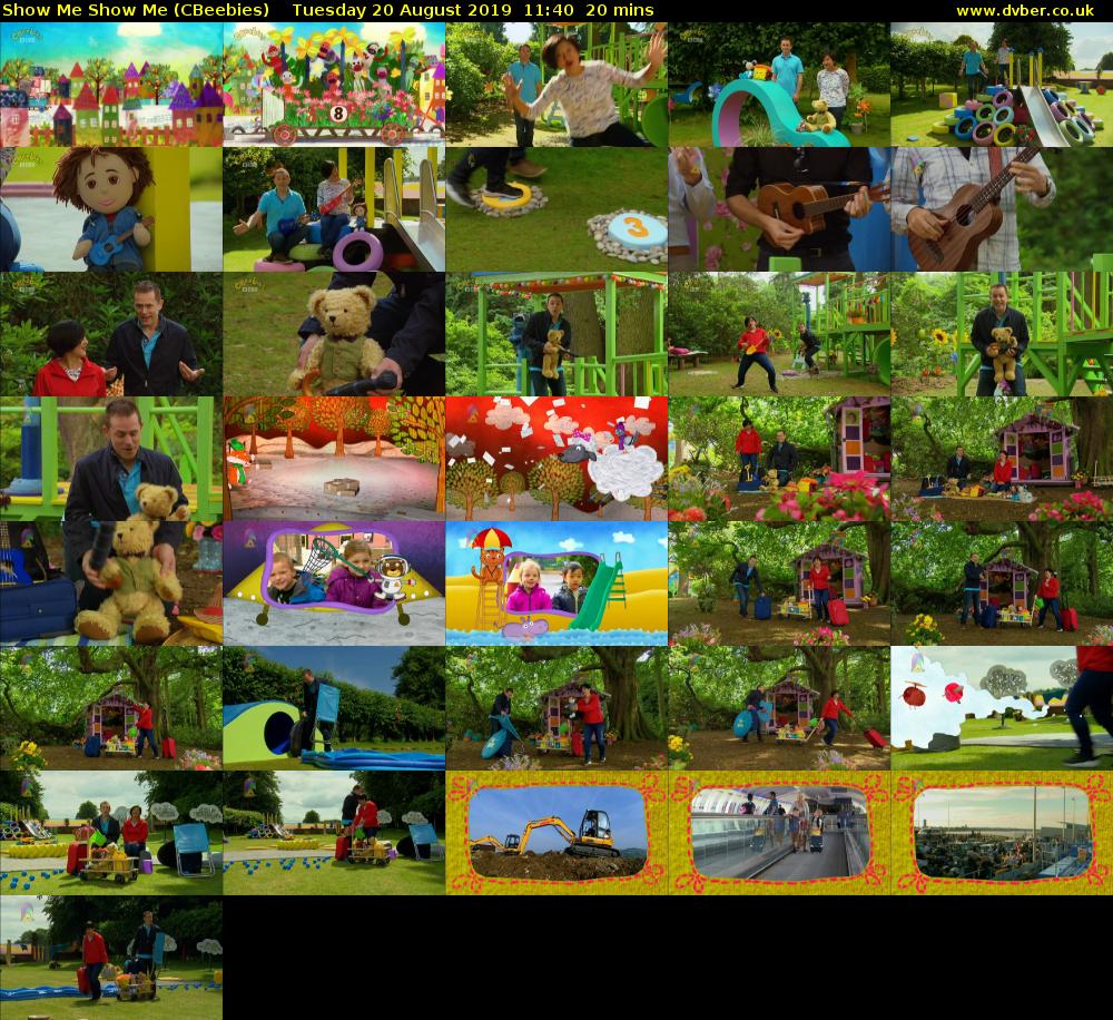 Show Me Show Me (CBeebies) Tuesday 20 August 2019 11:40 - 12:00