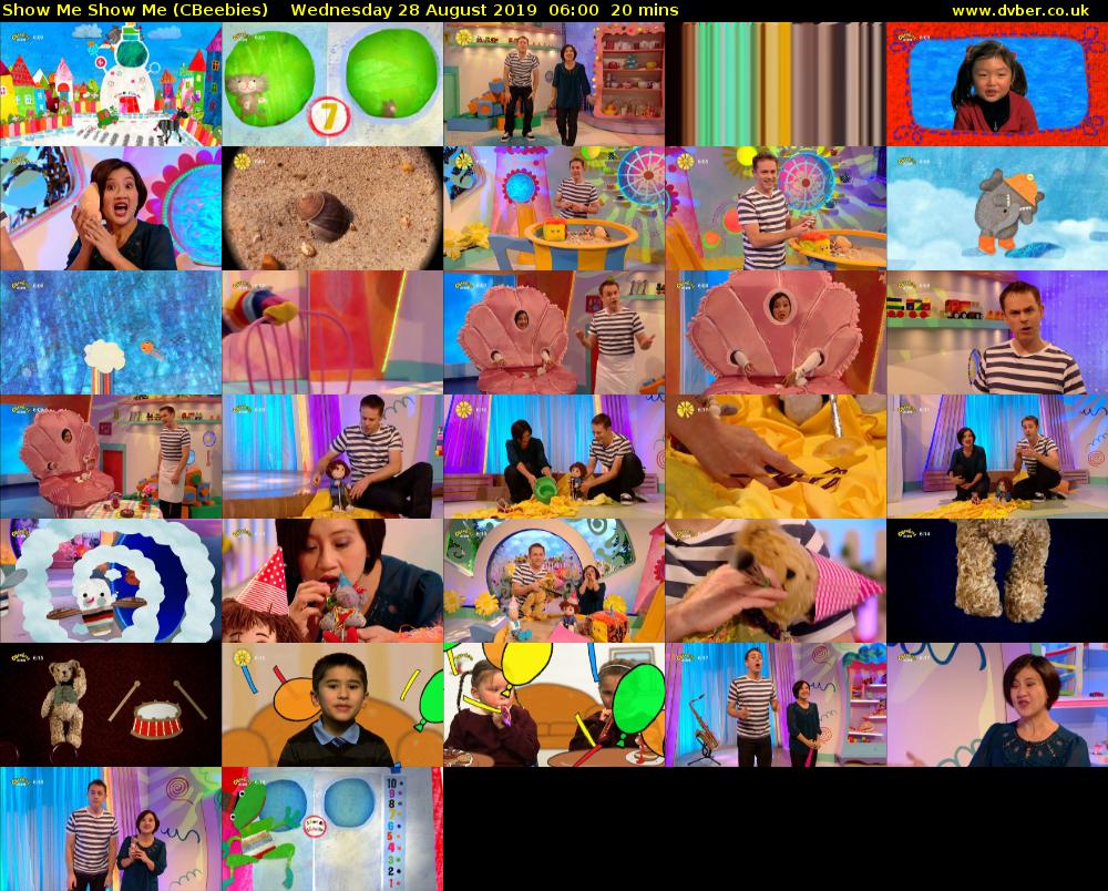 Show Me Show Me (CBeebies) Wednesday 28 August 2019 06:00 - 06:20