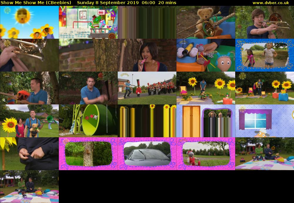 Show Me Show Me (CBeebies) Sunday 8 September 2019 06:00 - 06:20