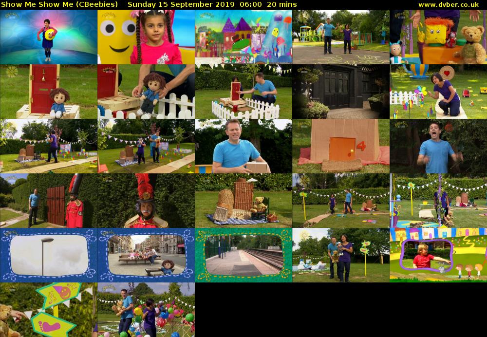 Show Me Show Me (CBeebies) Sunday 15 September 2019 06:00 - 06:20