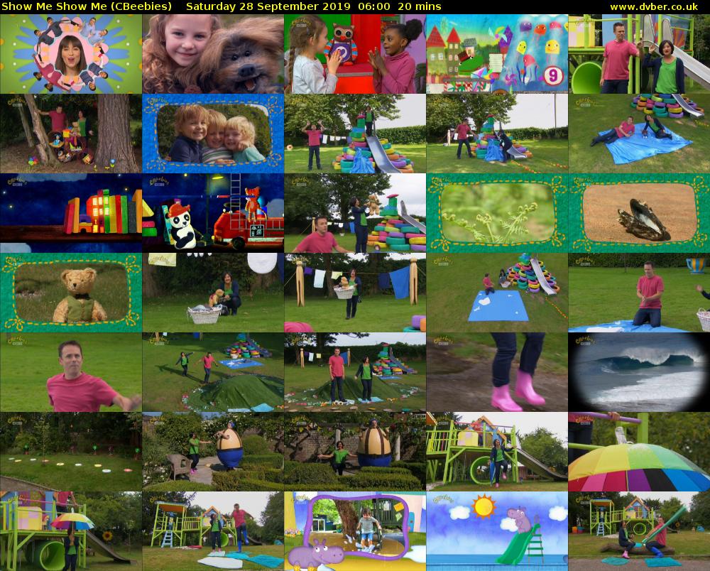 Show Me Show Me (CBeebies) Saturday 28 September 2019 06:00 - 06:20